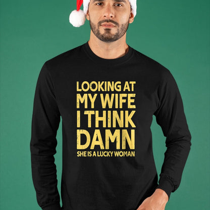 Best Wife Shirt, Wife and Husband Unisex T-Shirt/Hoodie/Sweatshirt HLT00 - Gift for wife T shirt, lucky wife   Womens My Wife Is A Lucky Woman Husband Gift Wife Themed Gift V-
