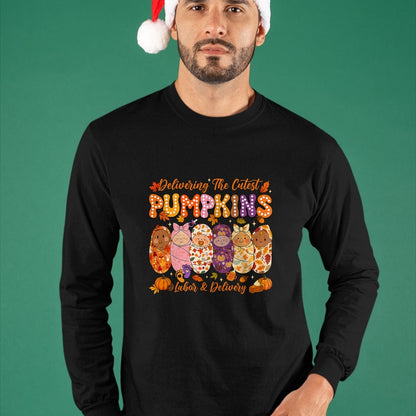 Best Thanksgiving Family Shirt , Funny Thanksgiving UnisexT-Shirt/Hoodie/Sweatshirt HLT00 - Delivering The Cutest Pumpkins Labor and Delivery Nurse Fall T-Shirt