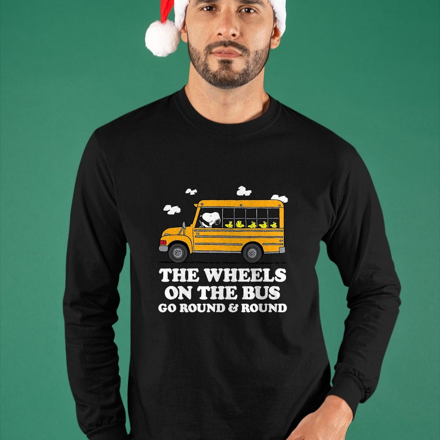 Best Student Shirt, Funny Back To School UnisexT-Shirt/Hoodie/Sweatshirt HLT00 - Peanuts - Wheels On The Bus Back to School T-Shirt, Men, Black, 3X-Large