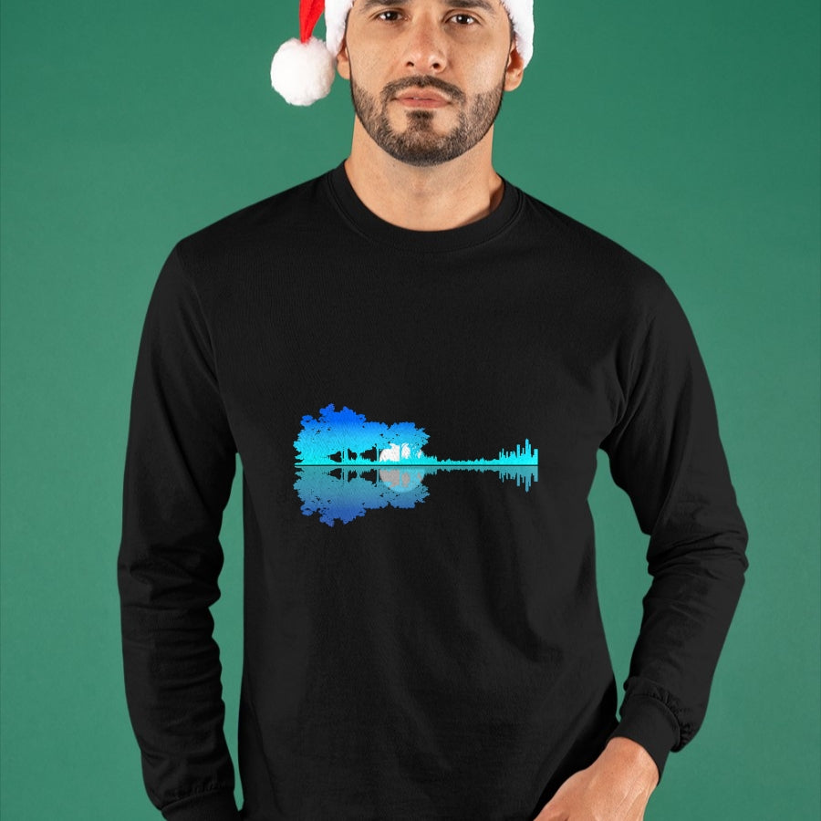 Guitar Lover Shirt, Funny Guitar UnisexT-Shirt/Hoodie/Sweatshirt HLT00 - Guitar Lake Shadow Love Guitar Musician T-Shirt