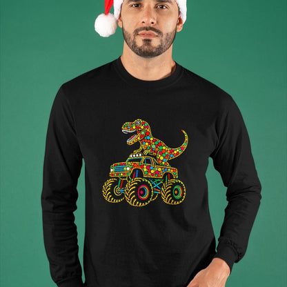 Best Dinosaur Lover Shirt, Funny Dinosaur UnisexT-Shirt/Hoodie/Sweatshirt HLT00 - Colorful Polka Dot Dinosaur Riding Monster Truck Toddler Boy T-Shirt