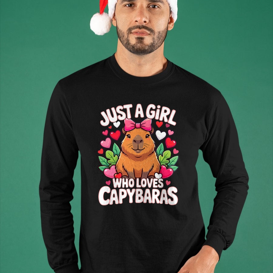 Cute Capybara Shirt, Funny Capybara Unisex T-Shirt/Hoodie/Sweatshirt HLT00 - Capybara Cute Just a Girl who Loves Capybaras T-Shirt (1)