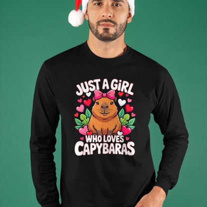 Cute Capybara Shirt, Funny Capybara Unisex T-Shirt/Hoodie/Sweatshirt HLT00 - Capybara Cute Just a Girl who Loves Capybaras T-Shirt (1)