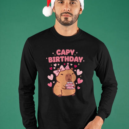 Cute Capybara Shirt, Funny Capybara UnisexT-Shirt/Hoodie/Sweatshirt HLT00 - Capybara Birthday Girl Cute Capybara Animal Lovers Bow Party T-Shirt
