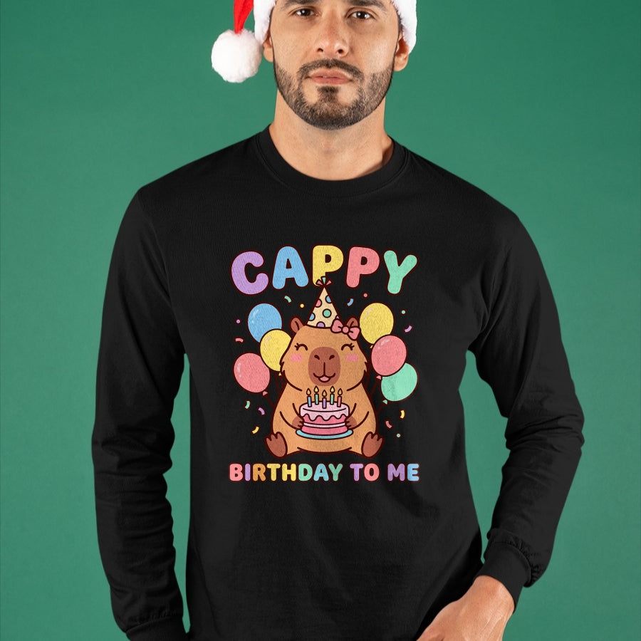 Cute Capybara Shirt, Funny Capybara UnisexT-Shirt/Hoodie/Sweatshirt HLT00 - Cappy Birthday to Me Happy Birthday T-Shirt