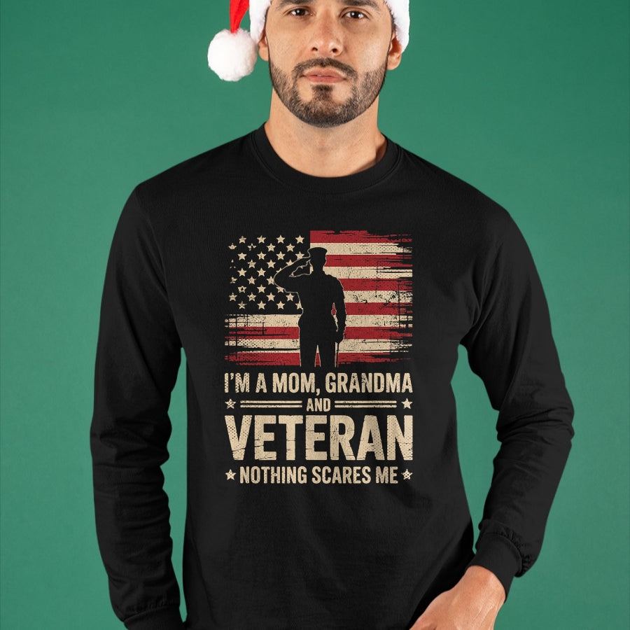 Proud Veteran Shirt, Funny Veteran UnisexT-Shirt/Hoodie/Sweatshirt HLT00 - Im A Mom Grandma and Veteran Patriotic Funny Female Veteran T-Shirt