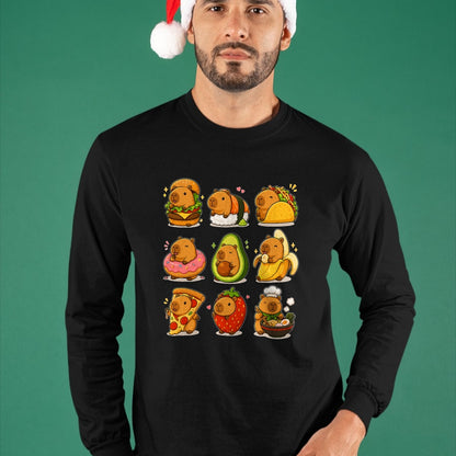 Cute Capybara Shirt, Funny Capybara UnisexT-Shirt/Hoodie/Sweatshirt HLT00 - Capybara Food Kawaii Cute Animal Foodie Funny Cartoon T-Shirt