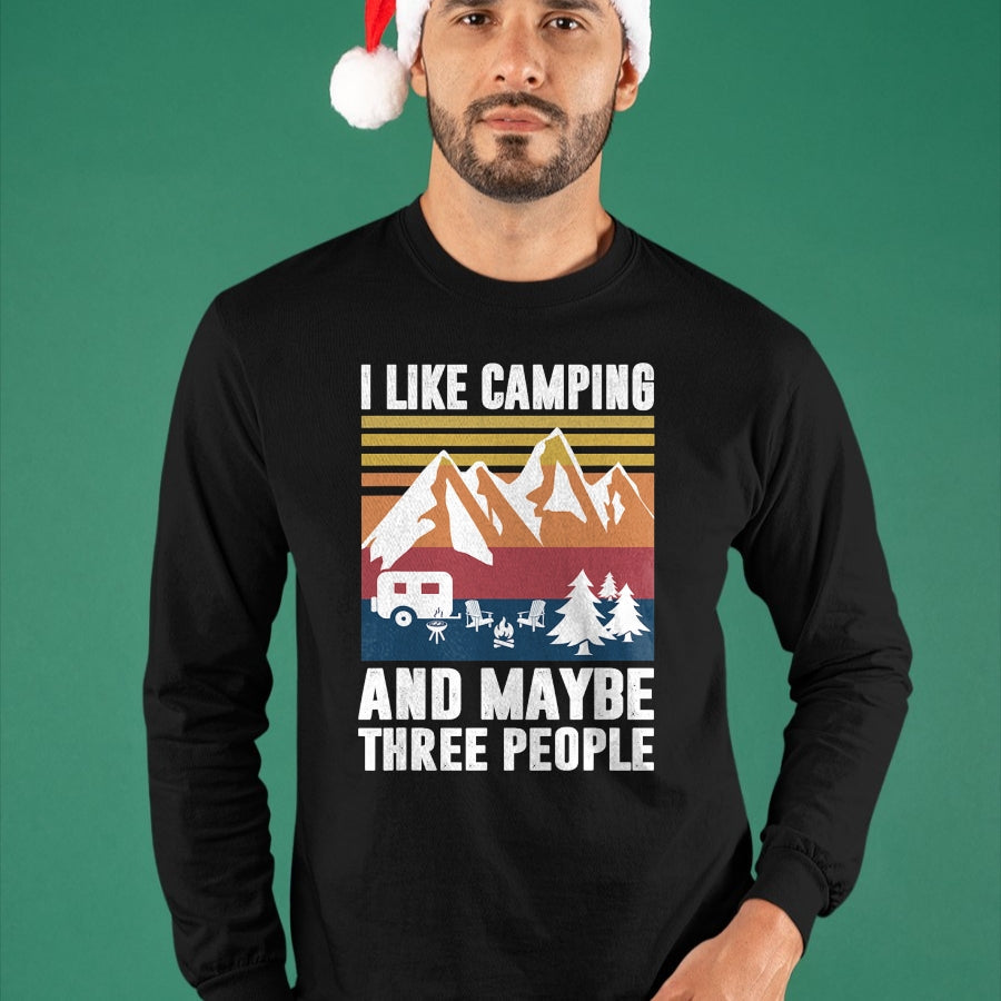 Funny Camping Shirt, Gift For Camping Lover Unisex T-Shirt/Hoodie/Sweatshirt HLT00 - I Like Camping and Maybe Three People - Funny Camping T-Shirt
