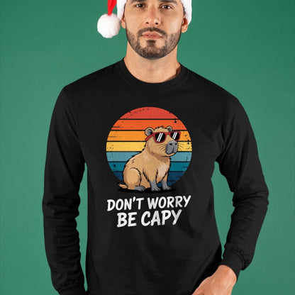 Cute Capybara Shirt, Funny Capybara Unisex T-Shirt/Hoodie/Sweatshirt HLT00 - Don_t Worry Be Capy Relaxed Capybara Lovers Summer Vibes T-Shirt