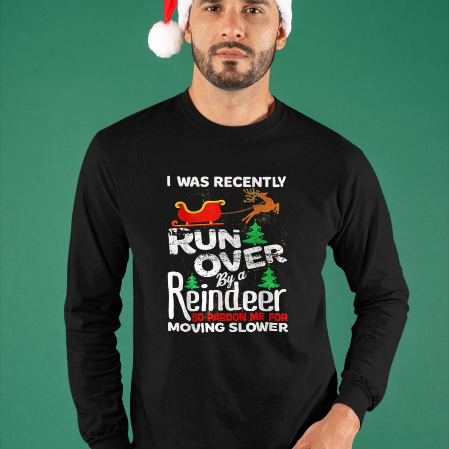 Best Grandma Shirt, Proud Grandma Unisex T-Shirt/Hoodie/Sweatshirt HLT00 - Grandma Got Run Over By A Reindeer Christmas So Pardon Me T-Shirt (1)