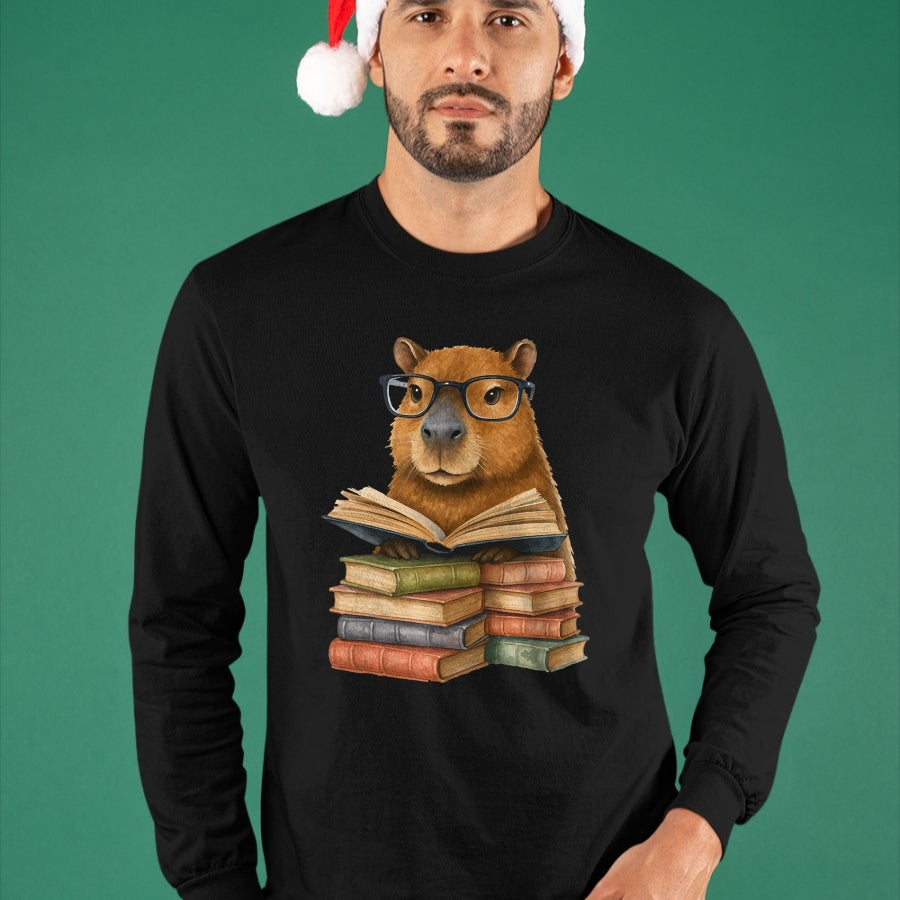 Cute Capybara Shirt, Funny Capybara Unisex T-Shirt/Hoodie/Sweatshirt HLT00 - Cute Capybara Reading Books Funny Animal Capybara Bookworms T-Shirt