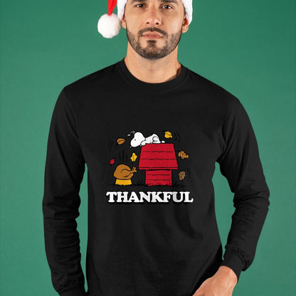 Best Thanksgiving Family Shirt , Funny Thanksgiving UnisexT-Shirt/Hoodie/Sweatshirt HLT00 - Peanuts - Snoopy Thankful Turkey with Fall Leaves T-Shirt