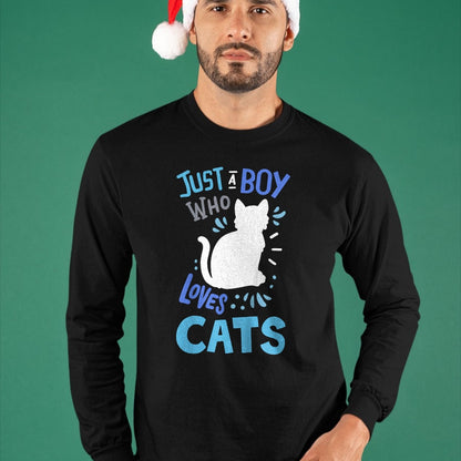 Cat Love Shirt, Funny Cat Lover Gift UnisexT-Shirt/Hoodie/Sweatshirt HLT00 - Kids Cat Just A Boy Who Loves Cats for Cat Lovers T-Shirt