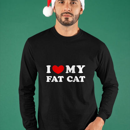 Cat Love Shirt, Funny Cat Lover Gift UnisexT-Shirt/Hoodie/Sweatshirt HLT00 - I Love My Fat Cat, I Heart My Fat Cat T-Shirt, Men, Black, 3X-Large