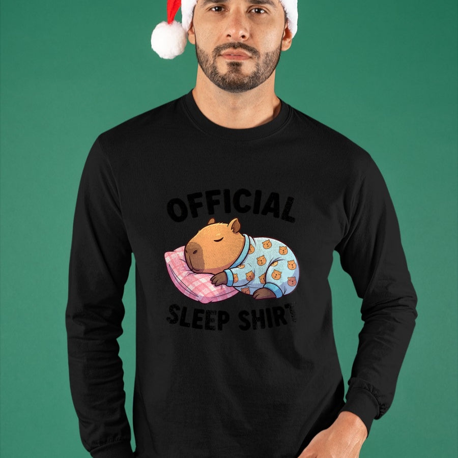 Cute Capybara Shirt, Funny Capybara Unisex T-Shirt/Hoodie/Sweatshirt HLT00 - Cute Kawaii Sleeping Capybara Official Sleepshirt Nightgown T-Shirt