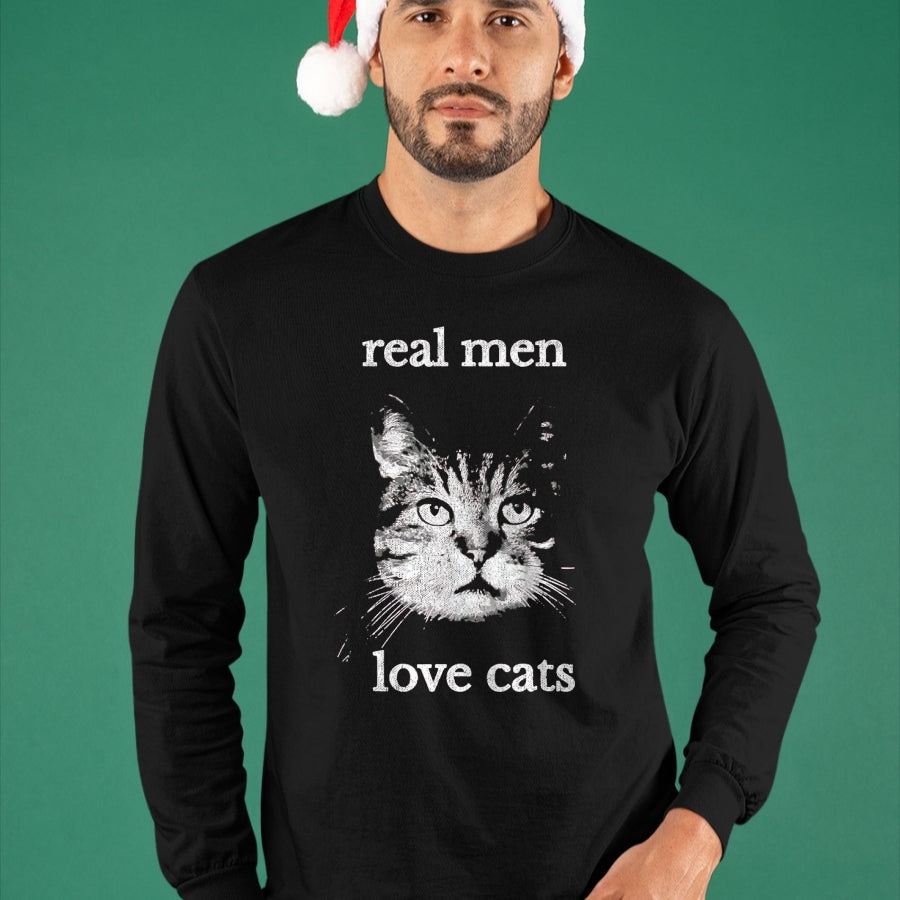 Cat Love Shirt, Funny Cat Lover Gift UnisexT-Shirt/Hoodie/Sweatshirt HLT00 - Real Men Love Cats - Cat Lover T-Shirt T-Shirt, Men, Navy Blue, X-Large