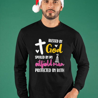 Best Wife Shirt, Wife and Husband Unisex T-Shirt/Hoodie/Sweatshirt HLT00 - Spoiled By My Oilfield Man  Husband Oilfield Worker Wife T-Shirt