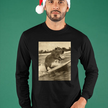 Cute Capybara Shirt, Funny Capybara Unisex T-Shirt/Hoodie/Sweatshirt HLT00 - Funny Graphic Capybara Long Sleeve T-Shirt (8)