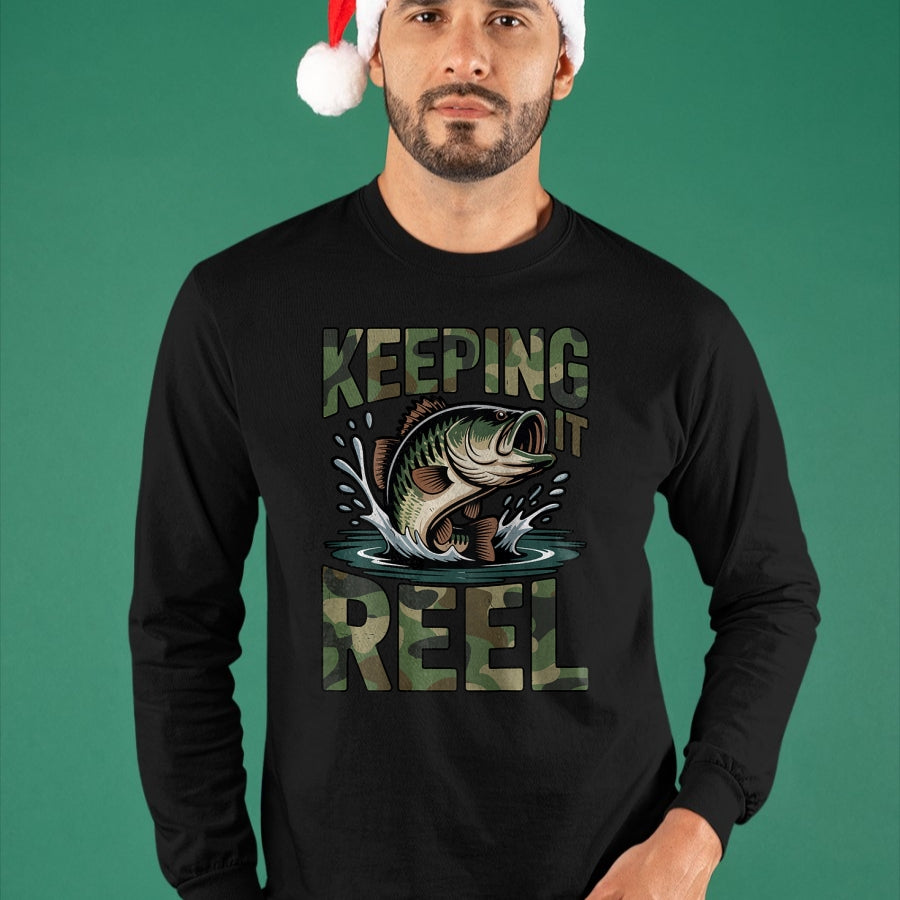 Funny Fishing Shirt, Gift For Fishing Lover Unisex T-Shirt/Hoodie/Sweatshirt HLT00 - Youth Camo Fishing Bass Fish Keeping It Reel Funny Fishing T-Shirt