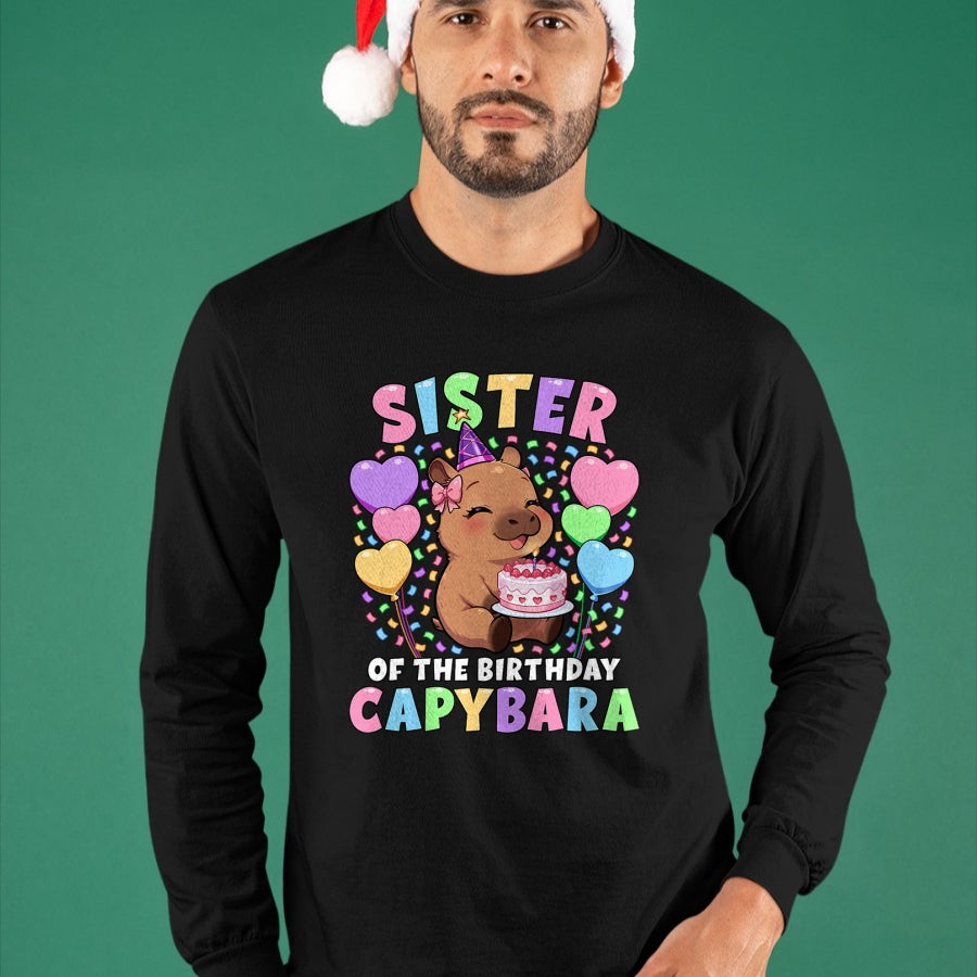 Cute Capybara Shirt, Funny Capybara UnisexT-Shirt/Hoodie/Sweatshirt HLT00 - Capybara Birthday Family Sister of The Birthday Capybara T-Shirt