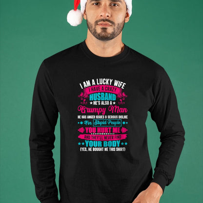 Best Wife Shirt, Wife and Husband Unisex T-Shirt/Hoodie/Sweatshirt HLT00 - Gift for wife T shirt, lucky wife   I Am A Lucky Wife, I Have A Crazy Husband T-Shirt (1)