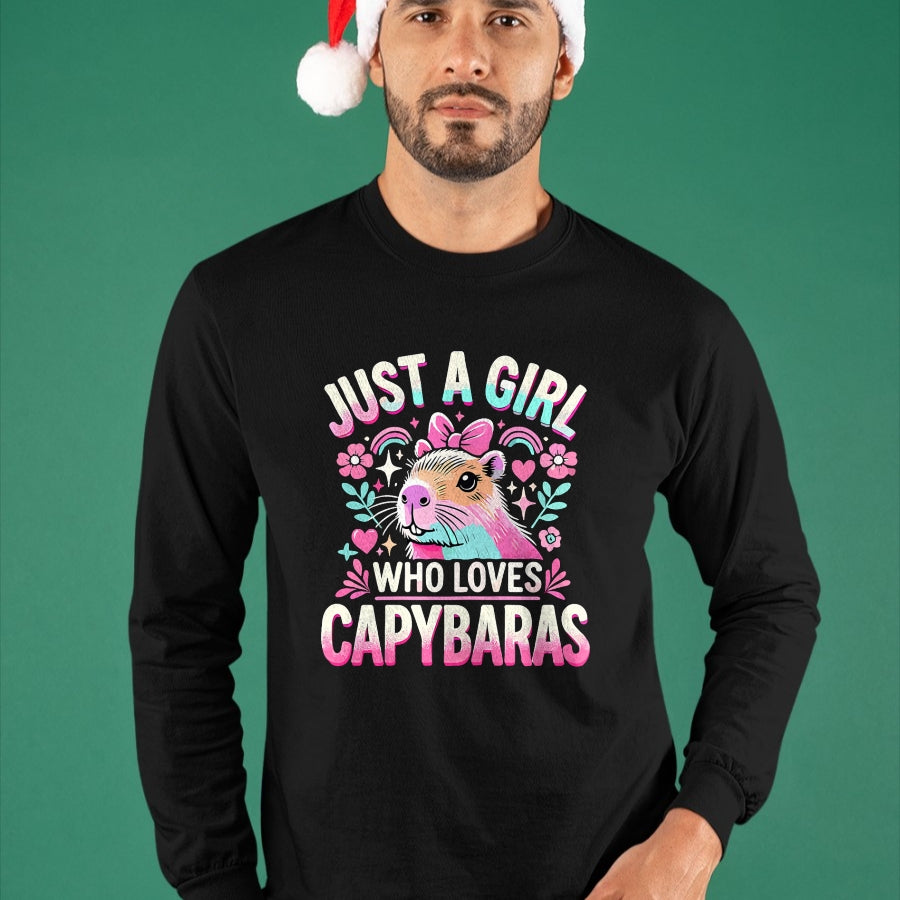 Cute Capybara Shirt, Funny Capybara Unisex T-Shirt/Hoodie/Sweatshirt HLT00 - Capybara Just a Girl who loves Capybaras T-Shirt (3)