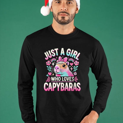 Cute Capybara Shirt, Funny Capybara Unisex T-Shirt/Hoodie/Sweatshirt HLT00 - Capybara Just a Girl who loves Capybaras T-Shirt (3)