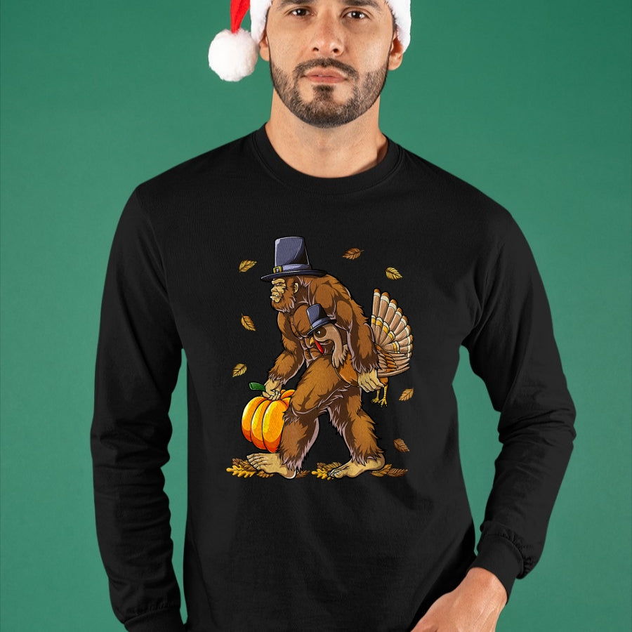 Best Thanksgiving Family Shirt , Funny Thanksgiving UnisexT-Shirt/Hoodie/Sweatshirt HLT00 - Bigfoot Pilgrim Turkey Pumpkin Thanksgiving Day Boys Men T-Shirt