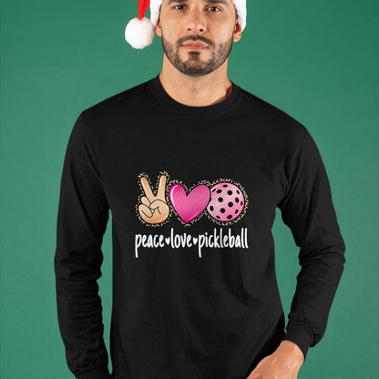 Funny Pickleball Shirt, Pickleball Lover Unisex T-Shirt/Hoodie/Sweatshirt HLT00 - Peace Love Pickleball Cute Pickleball Lover Women Girls T-Shirt