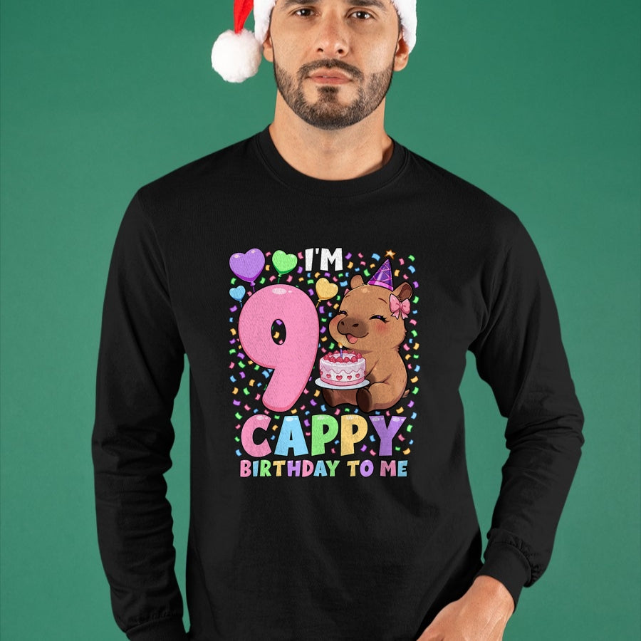 Cute Capybara Shirt, Funny Capybara UnisexT-Shirt/Hoodie/Sweatshirt HLT00 - Capybara Birthday Shirt 9 Kawaii Girl Capybara 9th Birthday T-Shirt