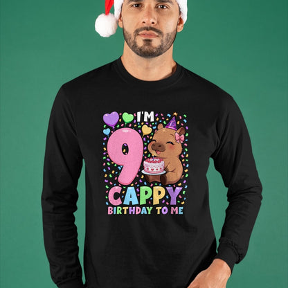 Cute Capybara Shirt, Funny Capybara UnisexT-Shirt/Hoodie/Sweatshirt HLT00 - Capybara Birthday Shirt 9 Kawaii Girl Capybara 9th Birthday T-Shirt