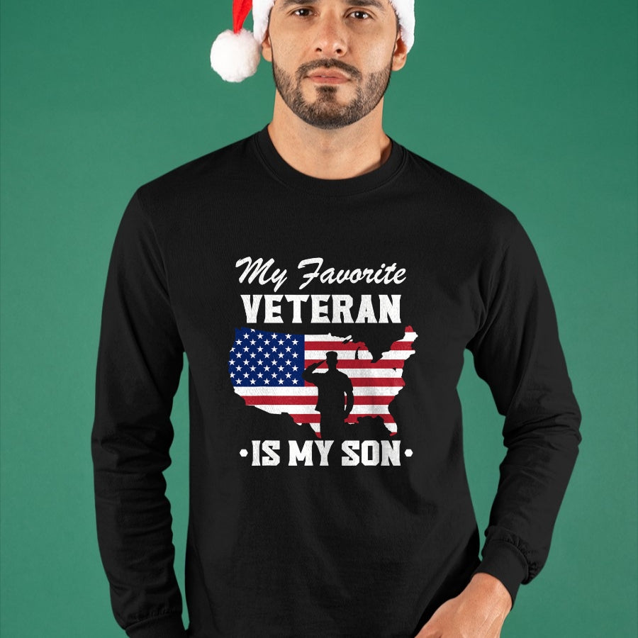 Proud Veteran Shirt, Funny Veteran UnisexT-Shirt/Hoodie/Sweatshirt HLT00 - Father Veterans Day My Favorite Veteran is My Son T-Shirt