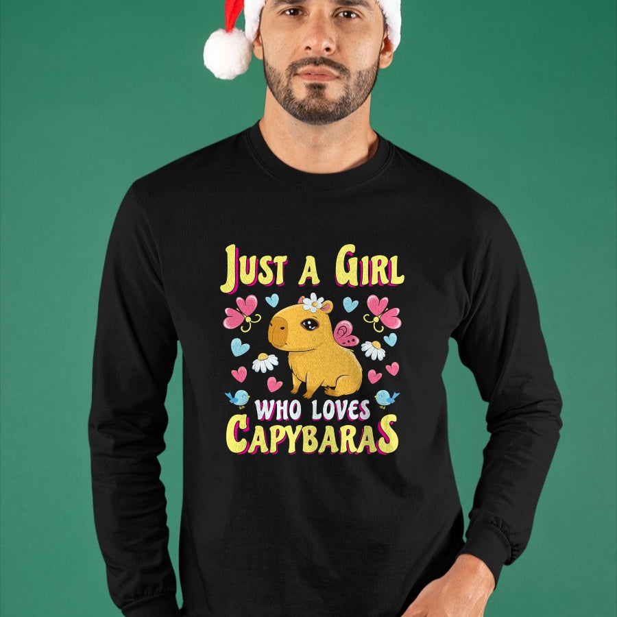 Cute Capybara Shirt, Funny Capybara Unisex T-Shirt/Hoodie/Sweatshirt HLT00 - Capybaras Cute Capybara Animal Lovers Gift Capybara Girl Long Sleeve T-Shirt