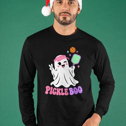 Funny Pickleball Shirt, Pickleball Lover Unisex T-Shirt/Hoodie/Sweatshirt HLT00 - Halloween Pickleball Ghost Girls Women Pickleball Halloween T-Shirt