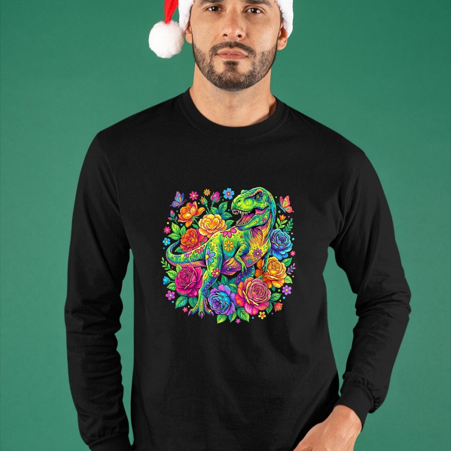 Best Dinosaur Lover Shirt, Funny Dinosaur UnisexT-Shirt/Hoodie/Sweatshirt HLT00 - Colorful Floral T Rex Dinosaur T-Shirt