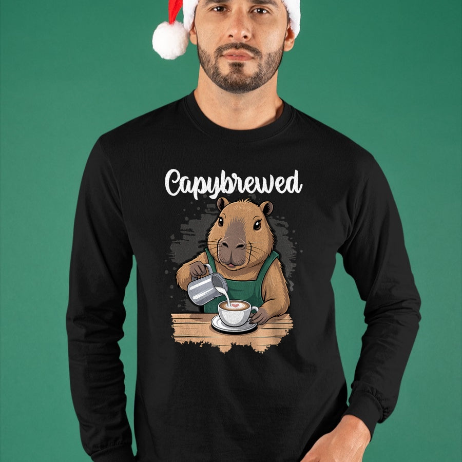 Cute Capybara Shirt, Funny Capybara Unisex T-Shirt/Hoodie/Sweatshirt HLT00 - Capybrewed Funny Capybara Barista Coffee Lover T-Shirt