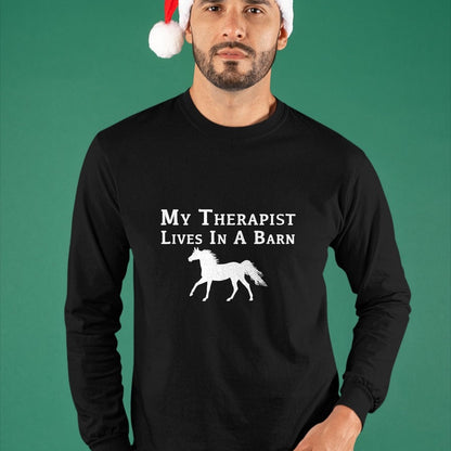Best Horse Lover Shirt , Funny Horse UnisexT-Shirt/Hoodie/Sweatshirt HLT00 - My Therapist Live in A Barn - Funny Horse T-Shirt