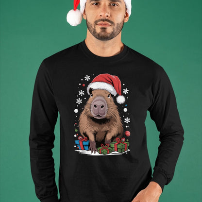Cute Capybara Shirt, Funny Capybara Unisex T-Shirt/Hoodie/Sweatshirt HLT00 - Capybara Christmas Long Sleeve T-Shirt (4)