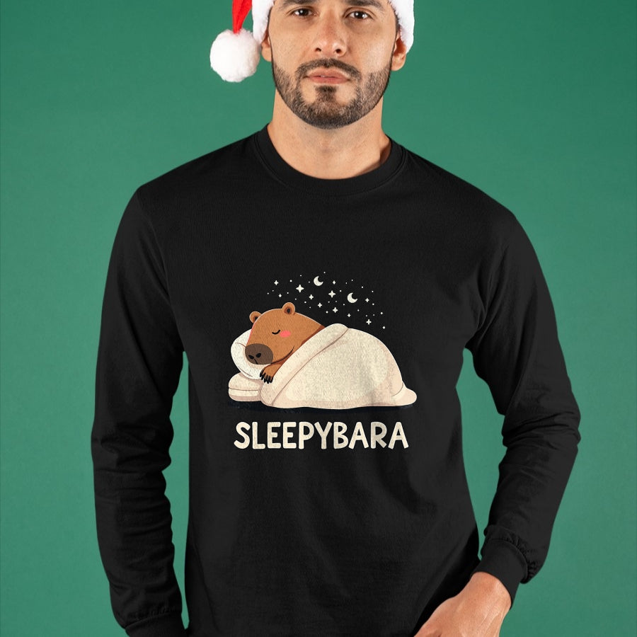 Cute Capybara Shirt, Funny Capybara Unisex T-Shirt/Hoodie/Sweatshirt HLT00 - Capybara Sleep Pajamas Sleepybara T-Shirt