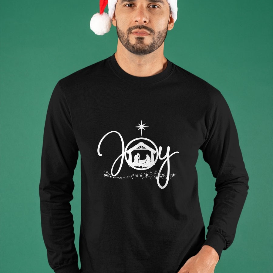 Christian Tee, Christian Faith Unisex T-Shirt/Hoodie/Sweatshirt HLT00 - Christian Christmas Joy Jesus Nativity Scene Faith Gift Long Sleeve T-Shirt
