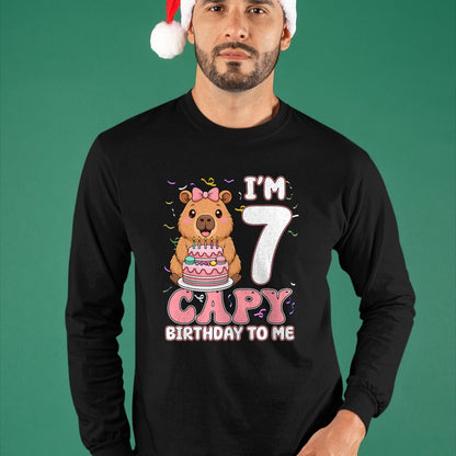 Cute Capybara Shirt, Funny Capybara UnisexT-Shirt/Hoodie/Sweatshirt HLT00 - 7 Years Old Capy Birthday to Me 7th Birthday Capybara Girl T-Shirt