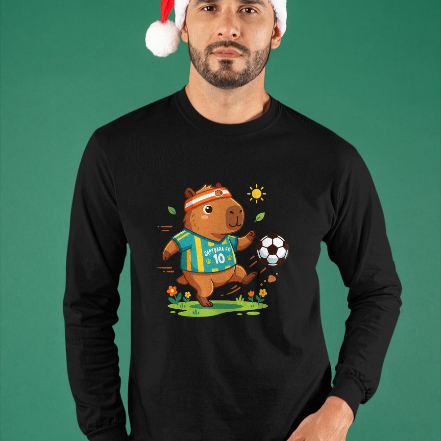 Cute Capybara Shirt, Funny Capybara Unisex T-Shirt/Hoodie/Sweatshirt HLT00 - Capybara Soccer Player Headband Funny Animal Sports Fan T-Shirt