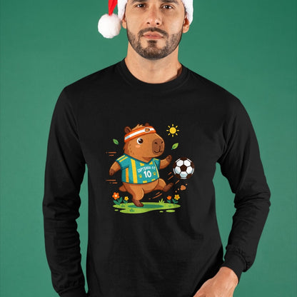 Cute Capybara Shirt, Funny Capybara Unisex T-Shirt/Hoodie/Sweatshirt HLT00 - Capybara Soccer Player Headband Funny Animal Sports Fan T-Shirt