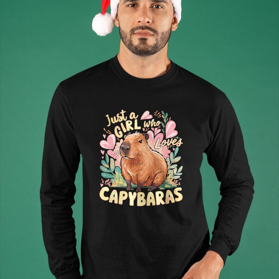 Cute Capybara Shirt, Funny Capybara Unisex T-Shirt/Hoodie/Sweatshirt HLT00 - Capybara Cute Just a Girl who Loves Capybaras T-Shirt