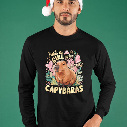 Cute Capybara Shirt, Funny Capybara Unisex T-Shirt/Hoodie/Sweatshirt HLT00 - Capybara Cute Just a Girl who Loves Capybaras T-Shirt