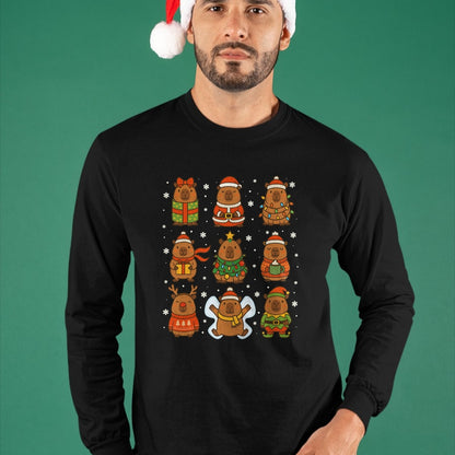 Cute Capybara Shirt, Funny Capybara Unisex T-Shirt/Hoodie/Sweatshirt HLT00 - Cute Christmas Capybara Funny Family Xmas Men Women Kids T-Shirt