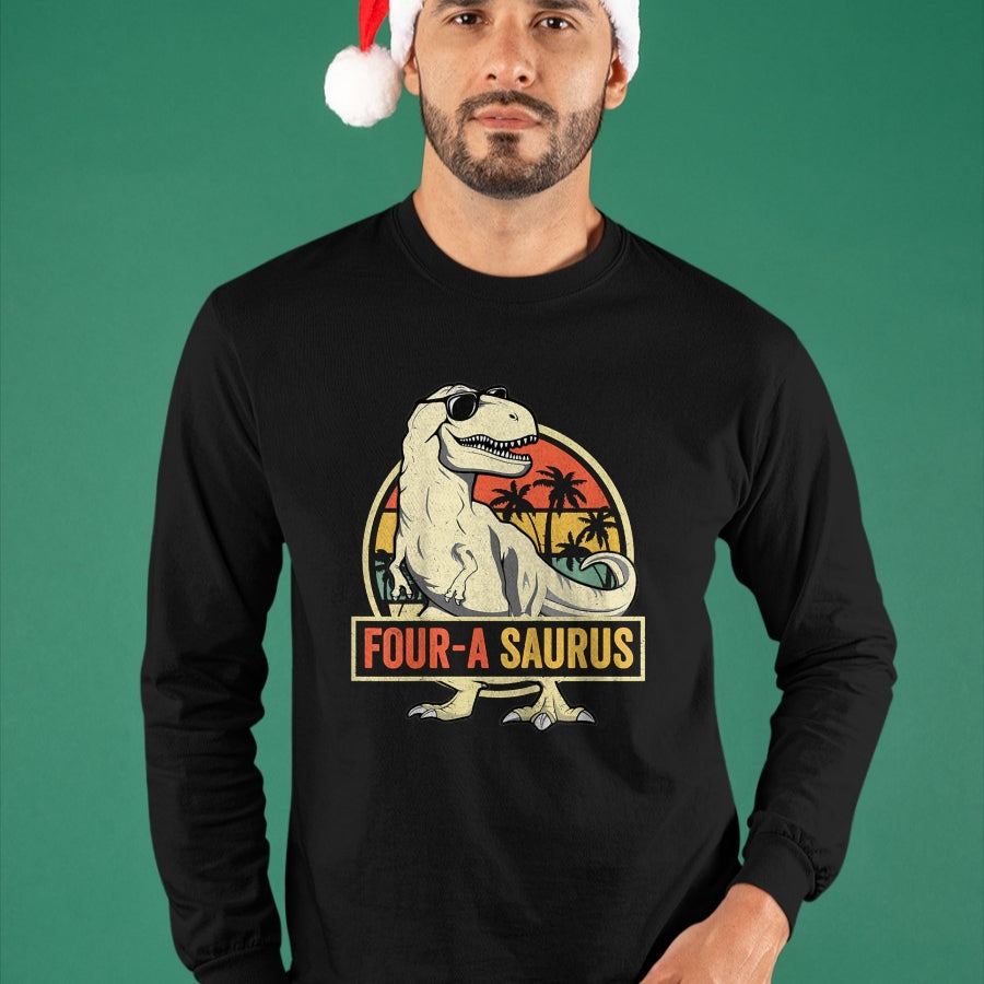 Best Dinosaur Lover Shirt, Funny Dinosaur UnisexT-Shirt/Hoodie/Sweatshirt HLT00 - Four a Saurus Birthday T Rex 4 Year Old Dino 4th Dinosaur T-Shirt
