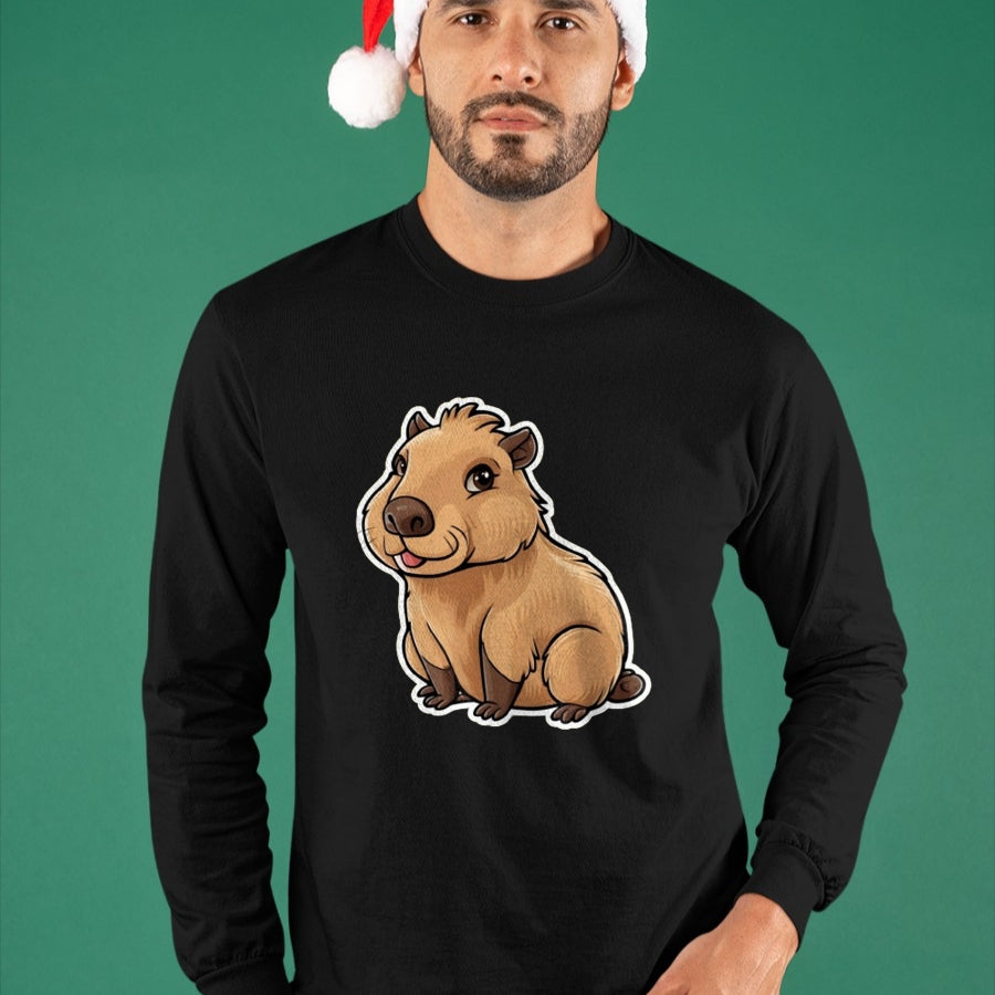 Cute Capybara Shirt, Funny Capybara Unisex T-Shirt/Hoodie/Sweatshirt HLT00 - Capybara Long Sleeve T-Shirt (1)