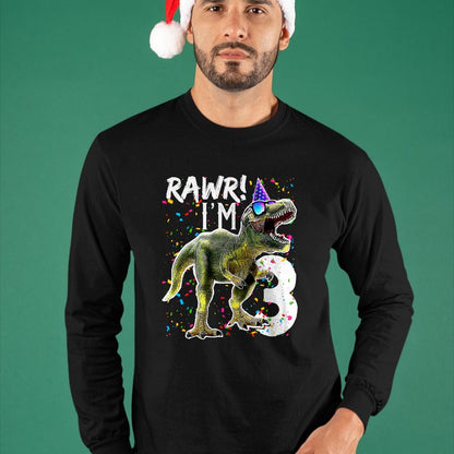 Best Dinosaur Lover Shirt, Funny Dinosaur UnisexT-Shirt/Hoodie/Sweatshirt HLT00 - Rawr I_m 3 3rd Birthday T Rex Dinosaur Party Gift for Boys T-Shirt
