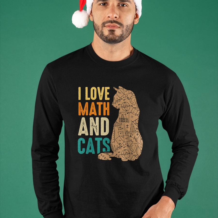 Cat Love Shirt, Funny Cat Lover Gift UnisexT-Shirt/Hoodie/Sweatshirt HLT00 - I Love Math And Cats Funny Cat Lover Math Teacher T-Shirt (1)